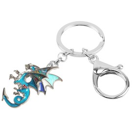WEVENI - Llavero de dragón delicado de aleación esmaltada, joyería de moda para mujeres y niñas, bolso de coche, Cielo, 28mm x 31mm