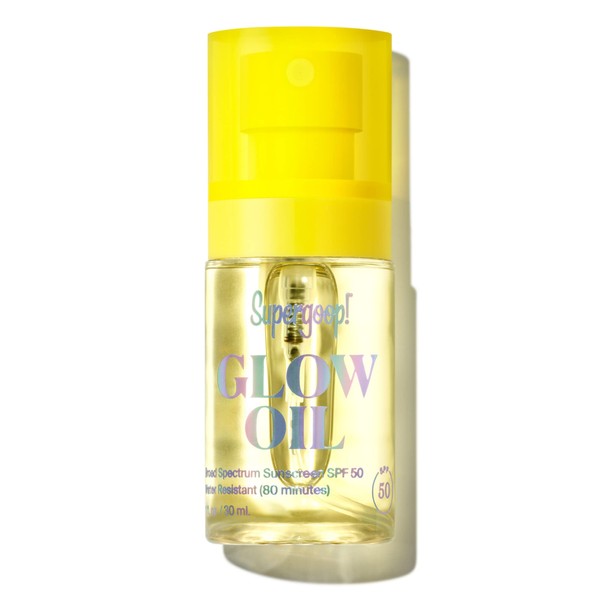 Supergoop! Glow Oil, 1.0 fl oz - SPF 50 PA++++ Hydrating, Nourishing Vitamin E Body Oil + Broad Spectrum Sunscreen Protection - With Marigold, Meadowfoam & Grape Seed Extracts