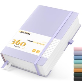 Smarpau A5 Lined Notebook - Leather Journals Notebook with 360 Pages 100GSM No Bleed Paper, Thick College Ruled Notepad Journal for Office School Work Women Men, 14.5 x 21cm - Purple