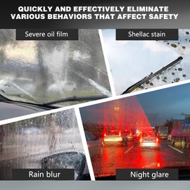 2pcs Glass Polishing Liquid, Car Glass Polishing Compound Windshield Cleaner Oil Film Remover, Scratches, Wiper Marks & Oil Film with Sponge