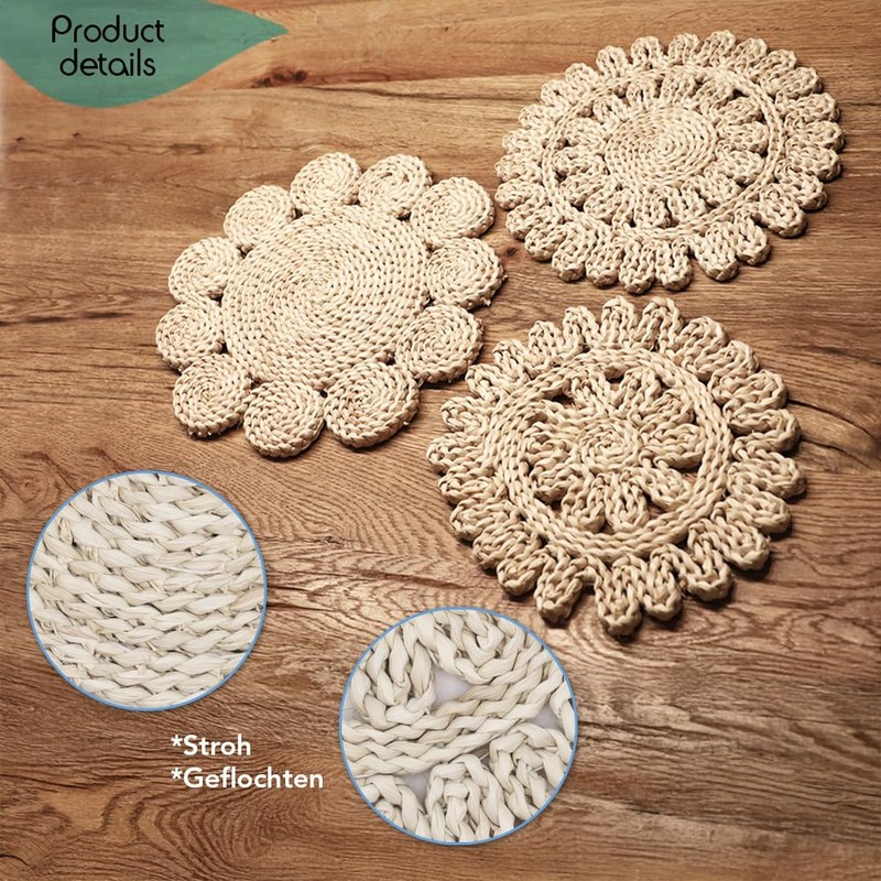 DECCARO Straw Placemat, Natural, Small