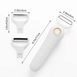 Electric Peeler Fruits and Vegetables, Stainless Steel Handheld Julienne Peeler Slicer 3-in-1 Set Tool for Kitchen Apple Carrot Potato Cucumber