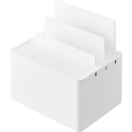 Yamazaki 2194 Charging Station, White, Approx. W 7.9 x D 5.9 x H 7.9 inches (20 x 15 x 20 cm), Tower Charging, Storage Case, Cable Box, Bulk Storage