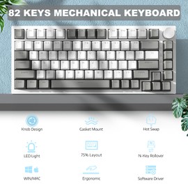 Teclado mecánico intercambiable en caliente, 75% por ciento, TLK Teclado con cable personalizado con perilla giratoria, espuma poron, almohadilla de silicio, retroiluminación LED, NKRO para Win/Mac,