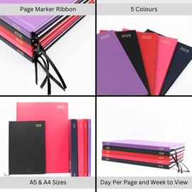 Pinnora 2025 Diary A5 Week to View, Red Year Planner Organiser Diary 2025 Week To View, 2025 Planner, Home, School & Office, Hard Back 2025 Diaries, A5 & A4 2025 Diary in Day Per Page & Week To View