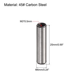 sourcing map M4 Internal Thread Dowel Pin 5pcs 6x25mm Chamfering Flat Carbon Steel Cylindrical Pin Bed Bookshelf Metal Devices Industrial Pins