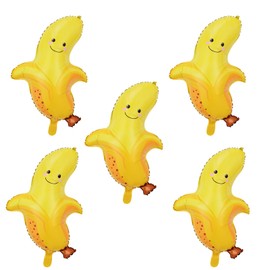 5PCS 28inch Banana Foil Balloons Fruit Banana Mylar Balloons for Baby Shower Banana Themed Party Birthday Decoration Supplies