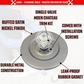 Simpatico 31661SN Moen Shower Chateau Series Trim Kit with Brass Escutcheon Screws Tube and Handle, Satin Nickel