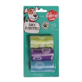 Aime 3 x Rolls of 15 Bags for Dogs - Convenient and Durable