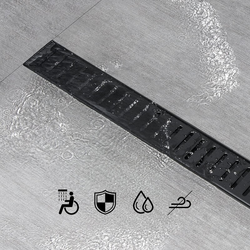 SaniteModar Linear Shower Drain 60 inch Matte Black with Removable