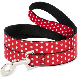 Buckle-Down Minnie Mouse Polka Dot Mini Silhouette Pet Leash Red/White 180cm Long - 2.5cm Wide