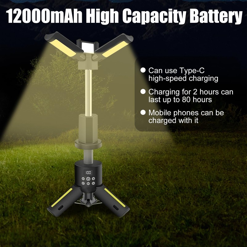 OBEST 12000 mAh LED Multifunctional Magnetic Camping Lantern, Construction Site
