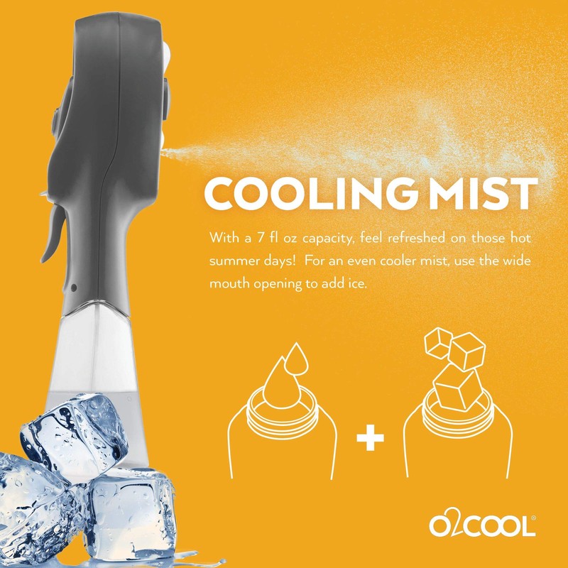 O2COOL Elite Battery Powered Handheld Water Misting Fans (Grey)