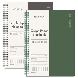 EMSHOI Graph Paper Spiral Notebook 7.48" x 10.15" - B5 Graph Paper Notebook, 2 Pack 320 Pages 100gsm Thick Grid Paper, Plastic Hardcover Journals for Writing Engineering Graphing Work School Supplies