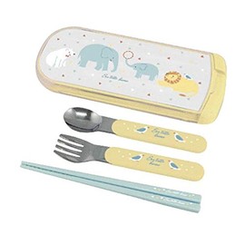 Onishi Ken Sales Children's Cutlery Yellow Body: 3.3 x 7.8 x 0.7 inches (8.4 x 19.7 x 1.8 cm), Spoon: 1.0 x 5.3 inches (2.6 x 13.7 cm), Fork: 1.0 x 5.3 inches (2.5 x 13.5 cm), Chopsticks: 6.4 inches (16.2 cm)