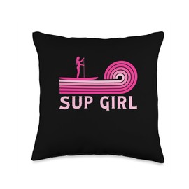 Stand Up Paddle Board Gifts & Apparel Girl SUP Paddle Board Throw Pillow, 16x16, Multicolor