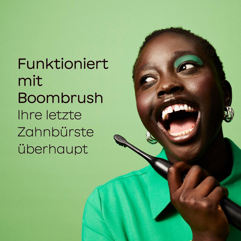 BOOMBRUSH 4x Brush Heads, Black, Soft, Super Fine, Soft Bristles,