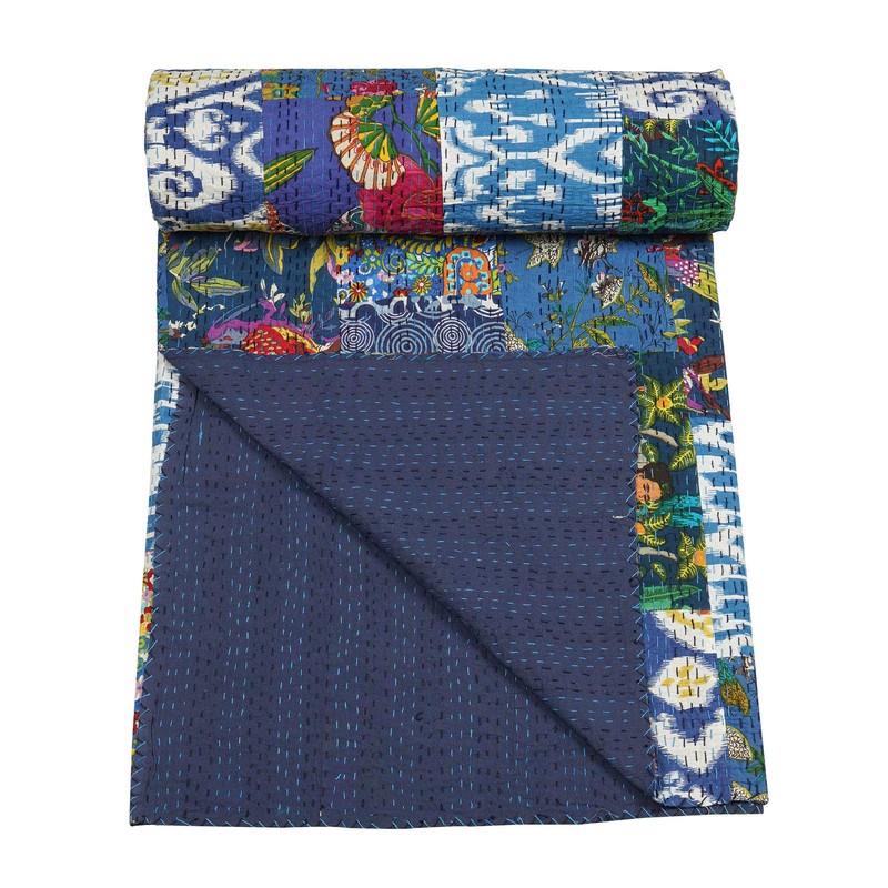 Marubhumi Colcha tradicional india de algodón puro, estampado de cachemira,