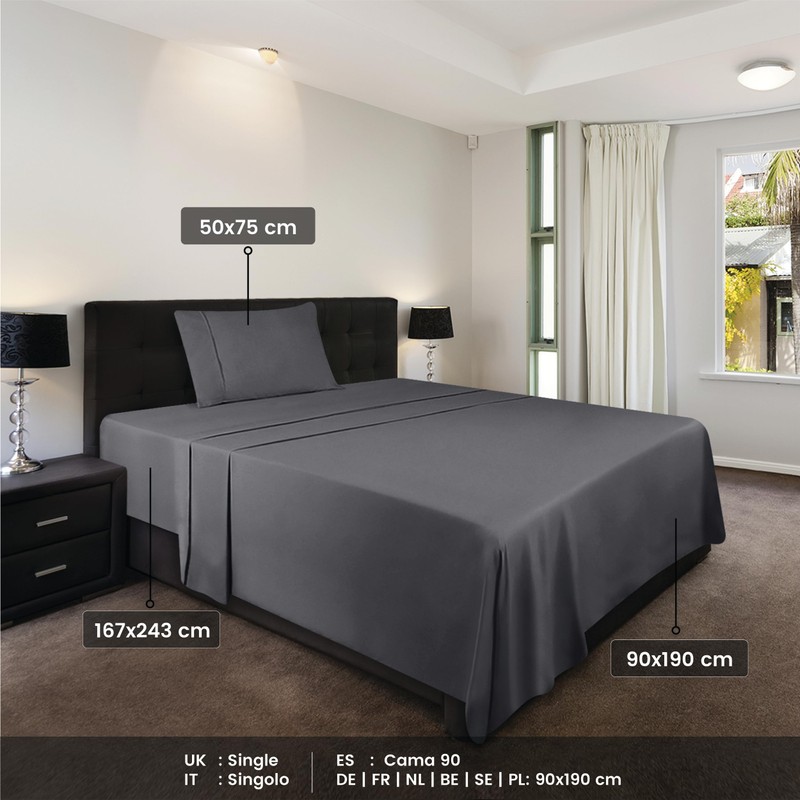 Utopia Bedding Utopia Bedding Bed Sheet Set Single, Grey, 3