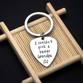 I Couldn't Pick A Better Grandpa Papa Gifts from Granddaughter Grandson Grandpa Gifts Guitar Pick Keychain for Grandfather Christmas Birthday Gifts