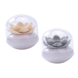 Zerodeko 2pcs Creative Lotus Shape Toothpick Holder and Cotton Swab Storage Organizer Elegant Bathroom and Vanity Decor and Lid for Cotton and Swabs