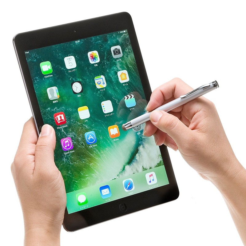 サンワサプライ 導電性ファイバー素材タッチペン(先端交換部品付属・シルバー) PDA-PEN43SV