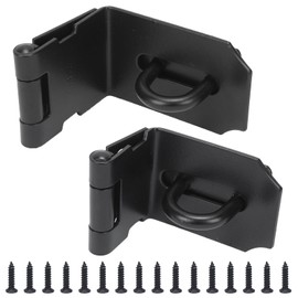 Zythrem 2Pcs Right Angle Padlock Hasp 90 Degree Door Padlock Hasp Stainless Steel Padlock Hasp and Staple Shed Lock Hasp Security Door Clasp Gate Lock Latch for Doors Window Cabinet Pet Cage Black