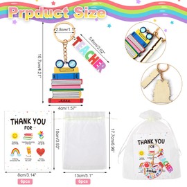 DPKOW Thank You Gifts for Teachers, 6 Pack Inspirational Wooden Keyrings Thank You Teacher Cards Set, Teacher Appreciation Gifts Teachers Leaving Gifts for Nursery Teacher Teaching Assistant