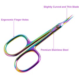 ANRUI Cuticle Scissors Extra Fine Curved Blade, Professional Manicure Scissors, Multi-purpose Stainless Steel Small Scissors With Pointed Tip Beauty Grooming Kit for Eyebrow, Eyelash, Dry Skin