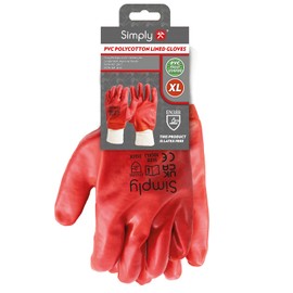 Simply Unisex Pvcg003 PVC Protective Gloves, Red, XL UK