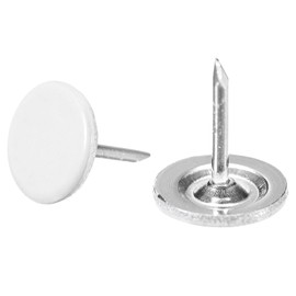 TA-VIGOR 50Pcs Heavy Duty Flat Head Push Pins, Decorative Thumb Tacks for Wall, Furniture Cork Board & Bulletin Board – 11mm x 13mm Upholstery Tacks for Home Office & DIY Use, White