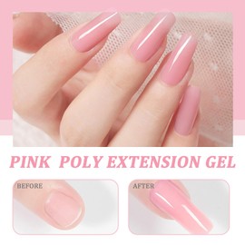 Pink Poly Gel - 30mL Nail Extension Gel - Polygel Hard Gel For Nails - Builder Gel For Nails Thickening Strengthen - Crystal Polygel Nail Gel For Nail Art Design