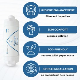 Blooming Bidet Filter for Bidet Toilet Seats, Premium Water Filtration System for Electronic Bidet Seats, Extend the Life of Electric Bidet Up to 6 Months, 1/2" Threads