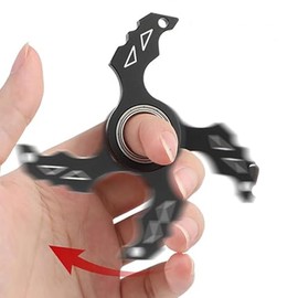 Amacoam Keyring Spinner 2 Pieces Keyring Portable Finger Spinner Keyring Ring Fidget Spinner for Finger Training, Children and Adults Anxiety Relief Key Spinner, Silver + Red, M