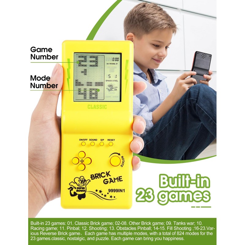HLF 3.5-inch Large Screen Retro Brick Game Console - Built-in