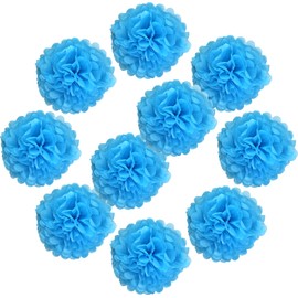 lightingsky 10pcs bricolaje decorativo bola de flores de pompones de papel de seda perfecto para fiestas boda Home Decoración de exteriores, azul 2, 12-inch Diameter