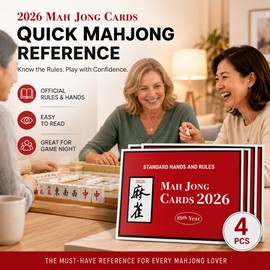2026 Mahjong Rules & Hands Reference Cards for Game Night – 4-Pack Quick Guide for Players & Clubs