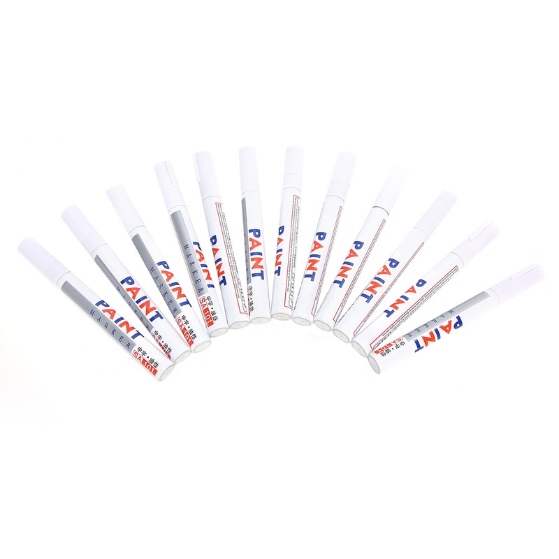 12Pcs White Paint Pen Acrylic Marker Permanent Marking Opaque Ink