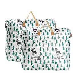Vocridy Aufbewahrungstasche für Decke oder Kleidung, langlebig für mehrere Funktionen, für Bettwäsche, Blanket, Kleideraufbewahrung, Ferientasche, 2er-Pack 56 * 80 * 27cm, 120L (Tree)