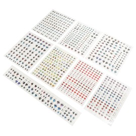 TEHAUX 24sheets Colored Doll Eyes Stickers of Decals for Dolls Creative Eyebrow Stickers for Crafting Mixed Styles