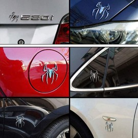 Azoepart 1PC Car 3D Logo Metal Spider Shape Stickers Chrome Badge Auto Emblem Self Adhesive Decal Sticker Styling Motorcycle Decoration Accessories, Gold,Silver