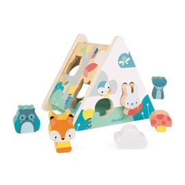 Janod - Pure Wooden Early Learning Toy with 6 Pieces for Feeling and Building, Water Based Paint, 18 Months and Above J05150