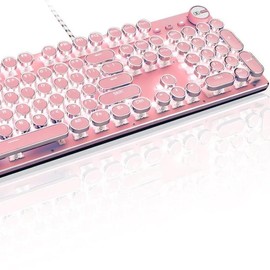 Basaltech X9-Series Pink 104-Key Full Sized Round Keycaps Wired Typewriter Mechanical Keyboard mechanicalkeyboards keyboards typewriter keyboard:_X9-PINK Single