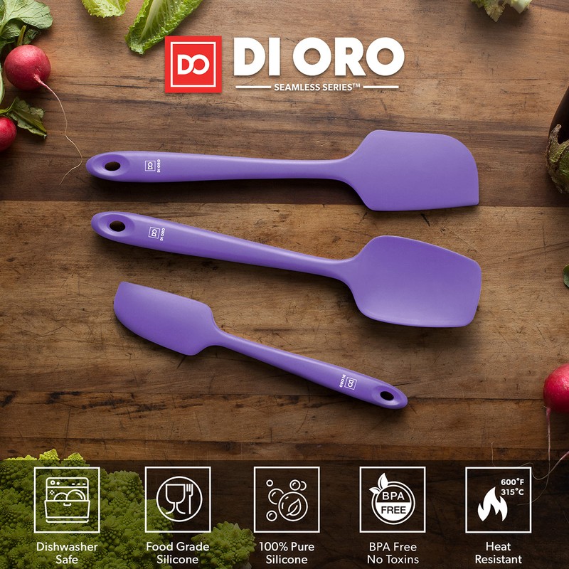 DI ORO Silicone Spatula Set - Rubber Kitchen Spatulas for