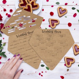 KALEFO Bridal Shower Game Cards Wedding Kraft Paper Engagement Party Supplies Bachelorette Favors 25Pcs (Brown)