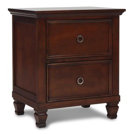 New Classic Furniture Tamarack Wood 2-Drawer Nightstand, Brown Cherry