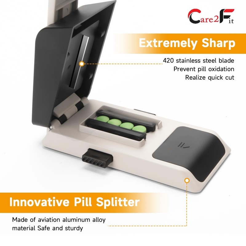 Auto Centering Pill Cutter Device, Pill Splitter Made of Aviation
