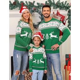 Uniexcosm Funny Ugly Sweater for Kids Cute Reindeer Christmas Tree Holiday Xmas Sweaters Jumper Costume Boys Girls 4 Green
