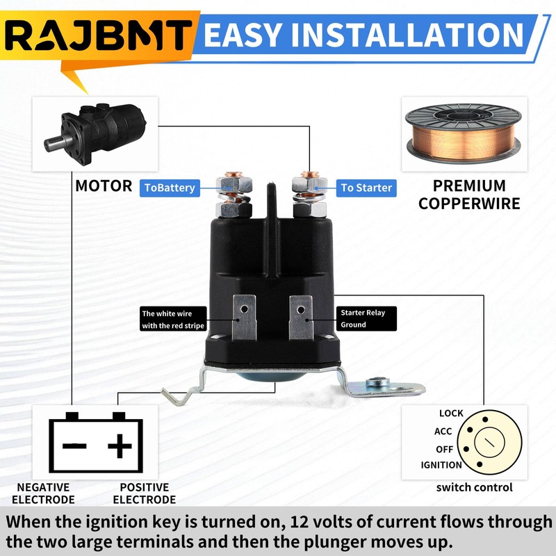 RAJBMT 12V 100A 4-Terminal Starter Solenoid 762-1261-211-50 762-1261-211-51 Replace Trombetta