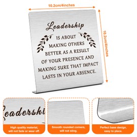 Leadership IS ABOUT Leadership Gifts for Women Leader Desk Decor Sign Inspirational Gifts for Coworker Motivational Desk Decor for Home Office Leadership Appreciation Gift Retirement Gift Boss Gift